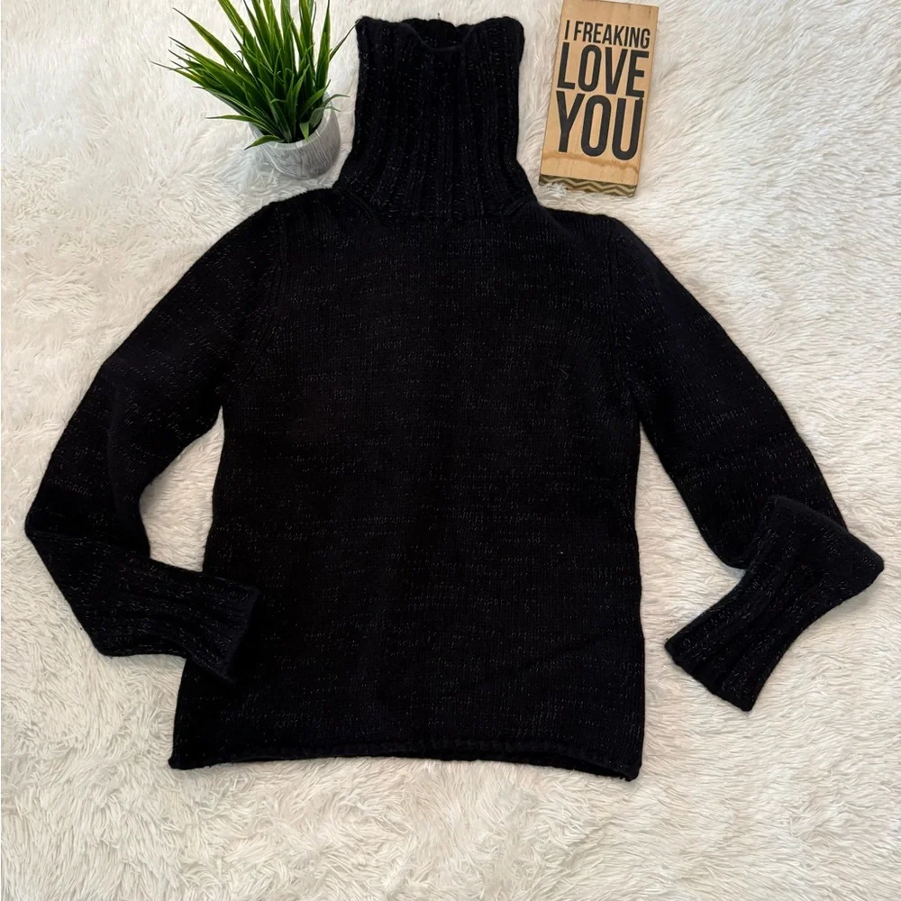 Gap Black Turtleneck Sweater with Silver Accents